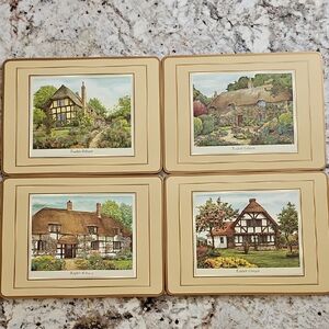 Pimpernel Tan and Green Cottage Scene Placemats